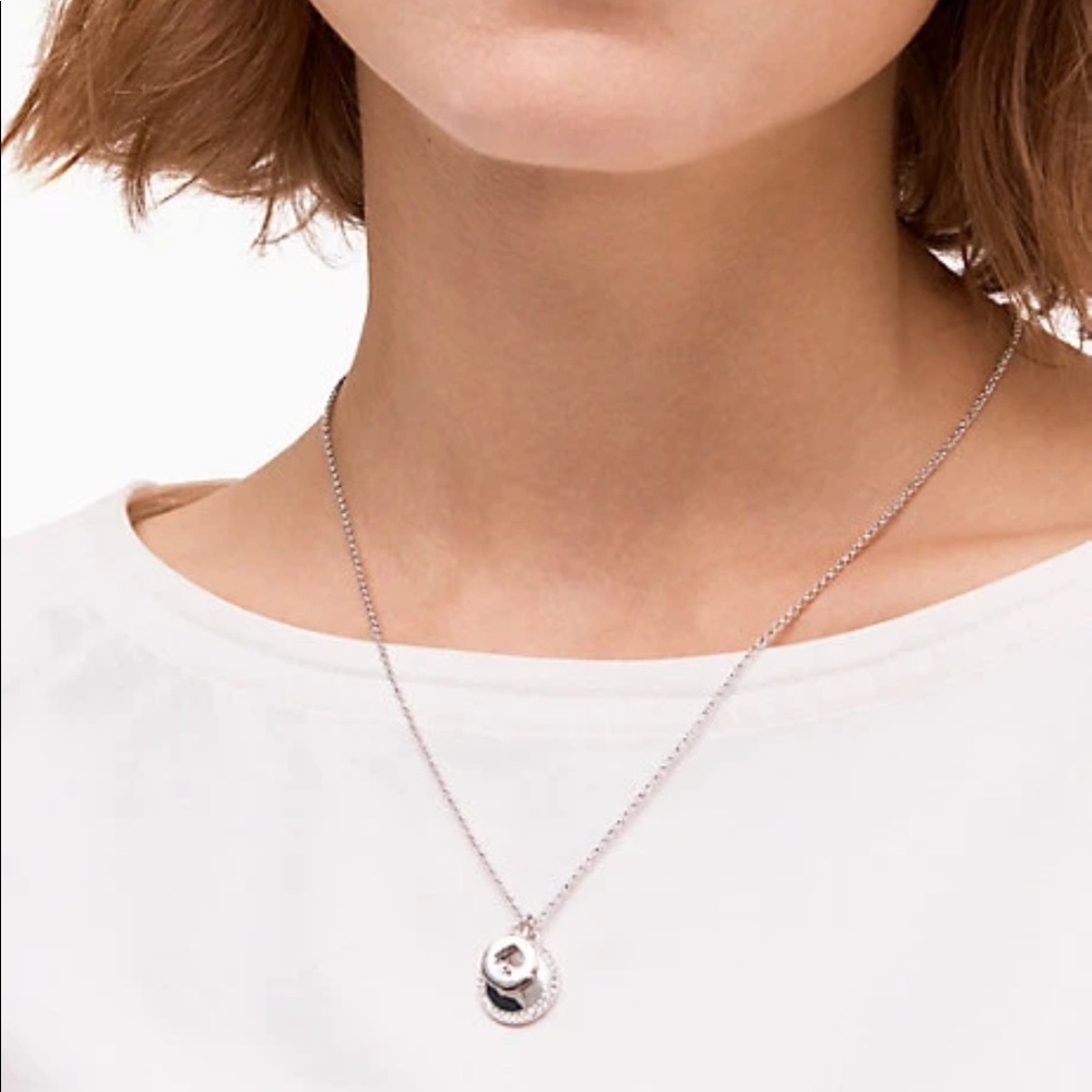 NWT Kate Spade Spot the Spade Silver Pave Charm Necklace - Picture 2 of 2